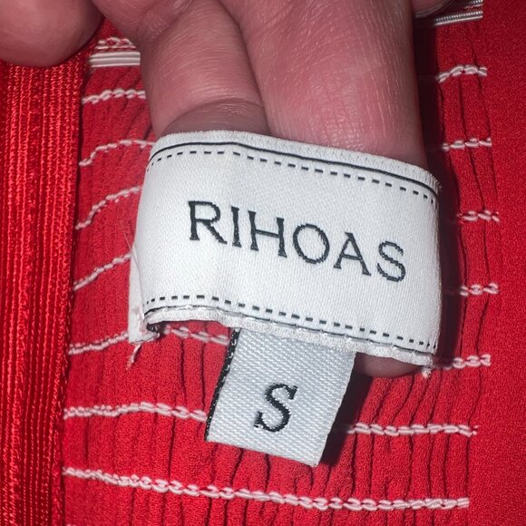 Rihoas Red Sweetheart Neck Tie Strap Midi Dress Size S - Picture 7 of 9